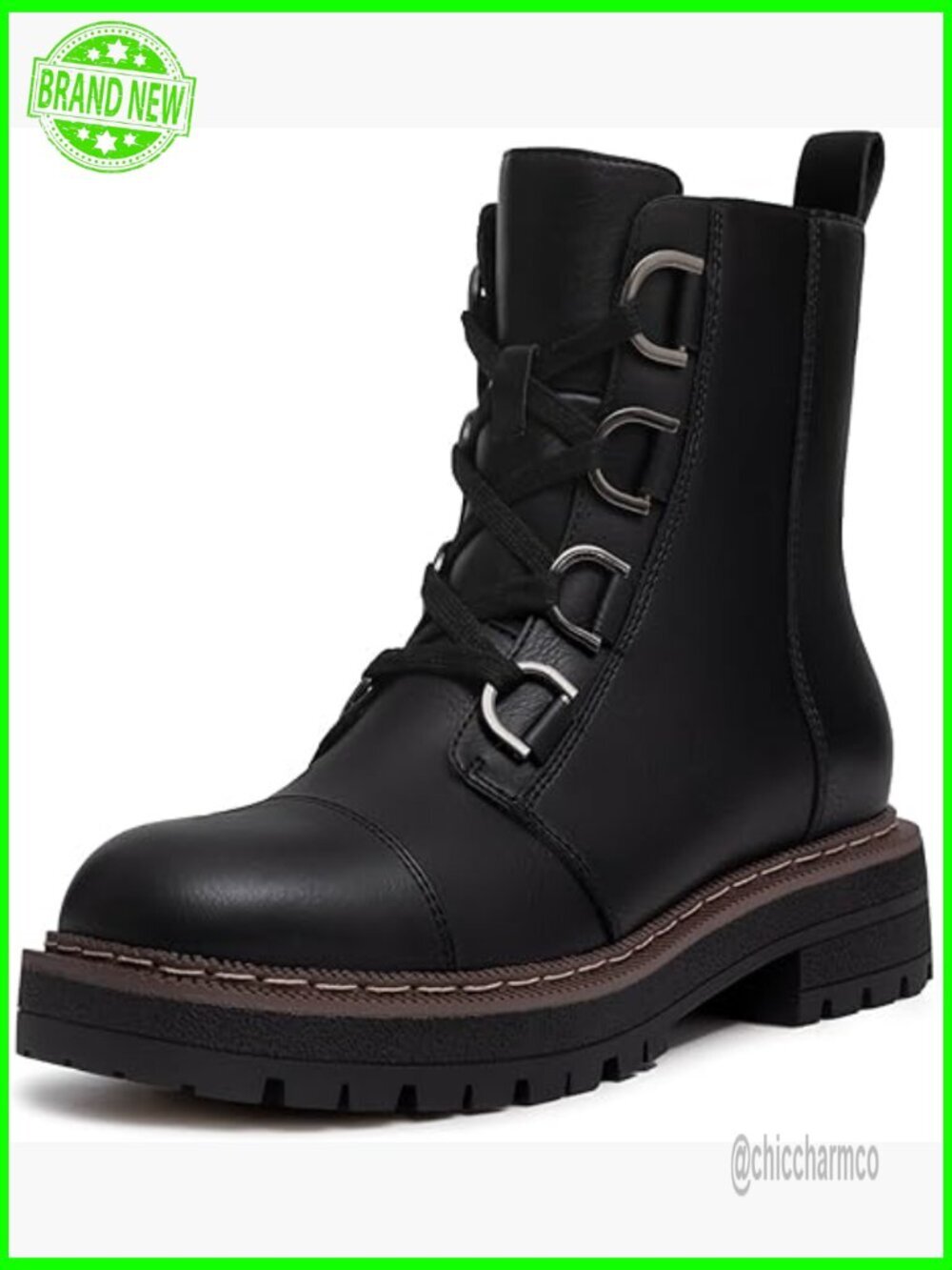 Lace Up Platform Lug Sole Chunky Low Heel Booties Combat Ankle Boots